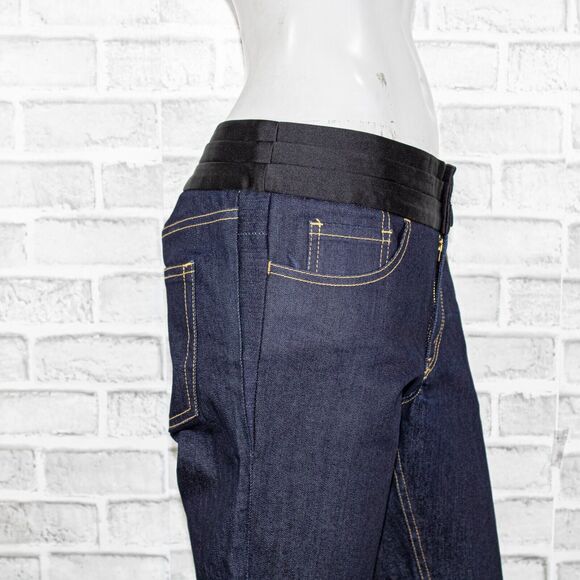 Comme de Garcons Junya Watanabe Crop Jeans Indigo satin pleated waist 36w - Picture 8 of 9